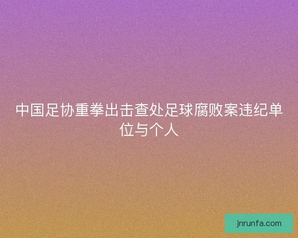中国足协重拳出击查处足球腐败案违纪单位与个人